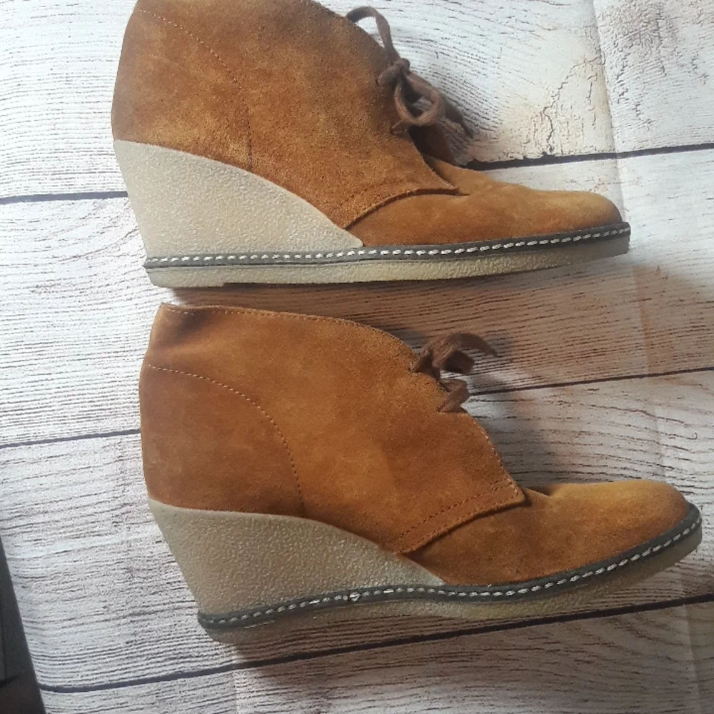 J. Crew made in Italy suede wedge booties size 7